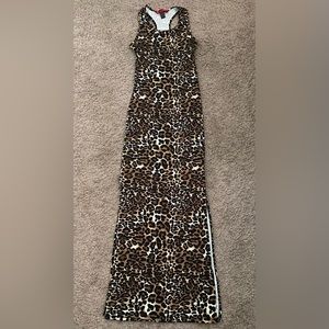 Hot Kiss form fitting leopard maxi dress